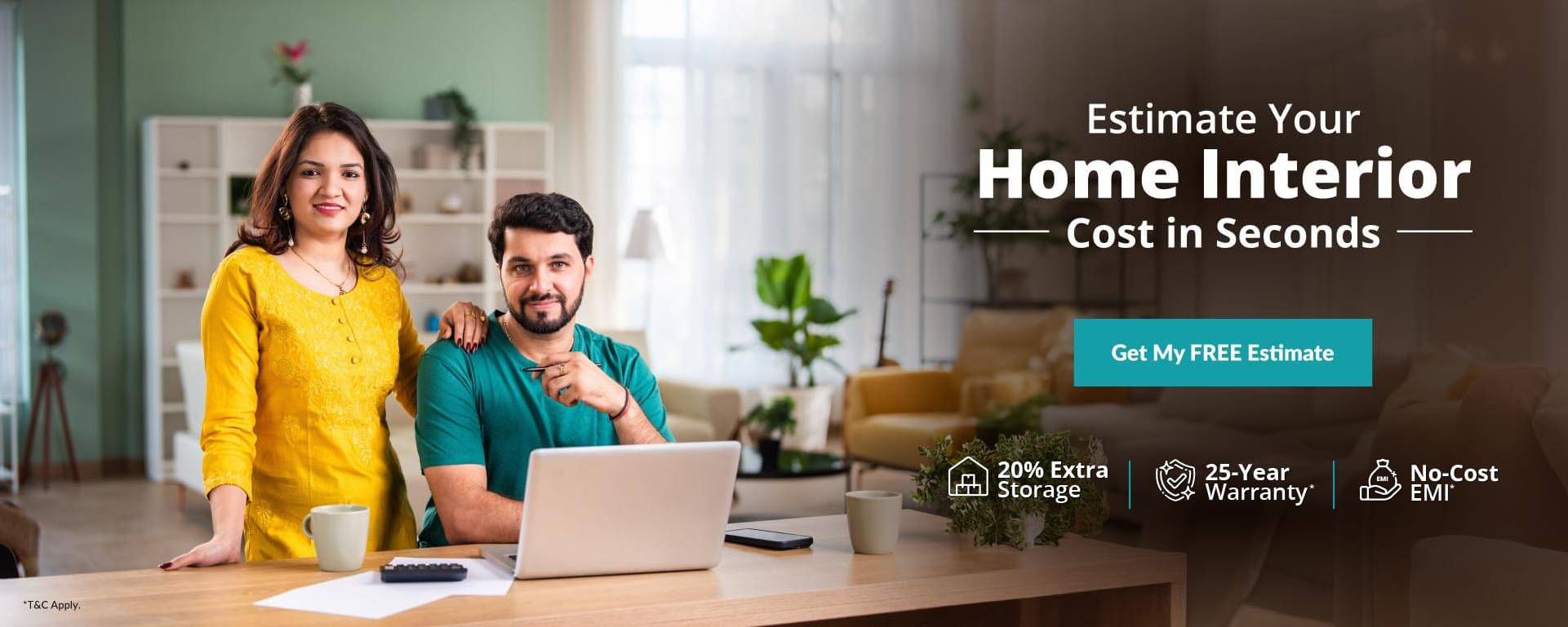 Home interior cost calculator to estimate interior design prices instantly