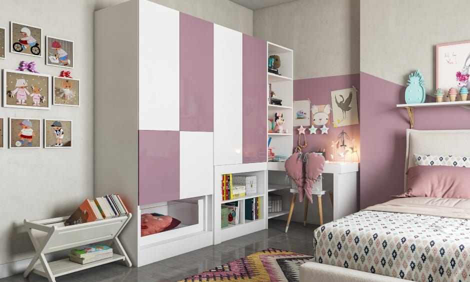 Kids wardrobe in high gloss laminate