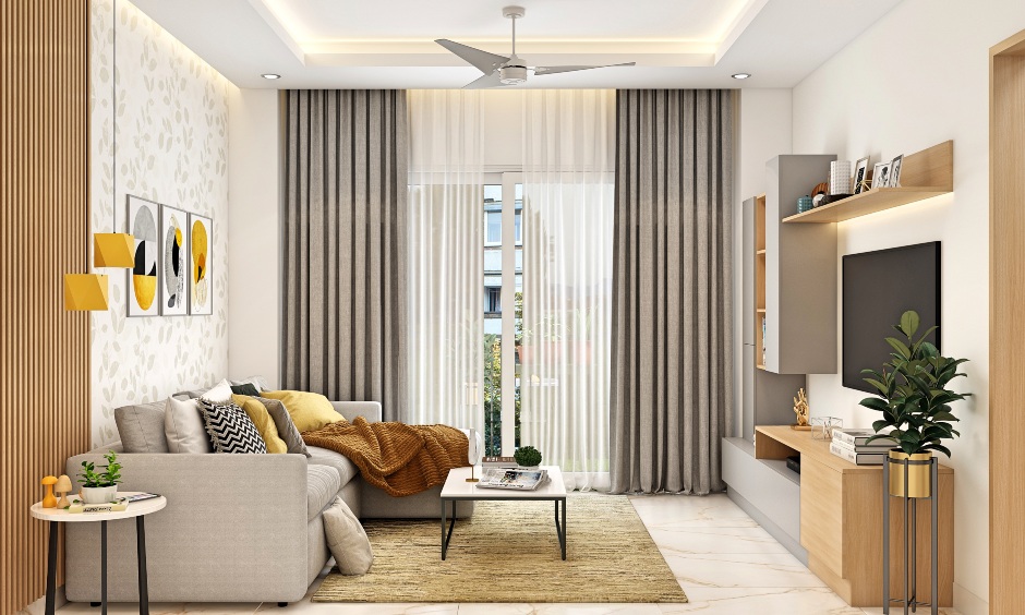 Compact living room with tv and sofa