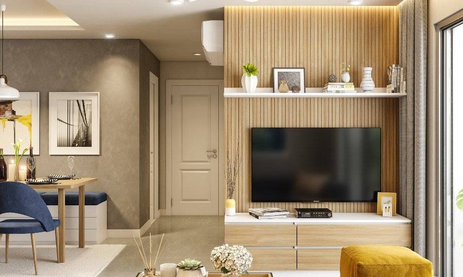Modern living room designers for 2bhk apartment design in bangalore, mumbai and hyderabad