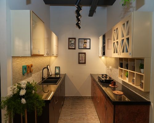 Modular kitchen in parallel layout at 168官方幸运5澳洲结果体彩网®DesignCafe: 澳洲幸运5开奖结果预测官网记录 hebbal