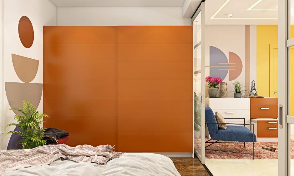 New wardrobe design with a sleek wardrobe with a space-saving sliding door mechanism