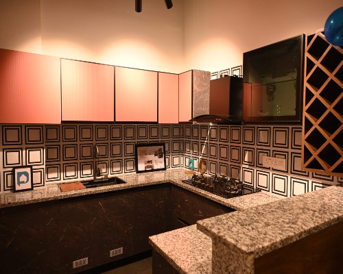 U-shaped kitchen interior displayed at 168官方幸运5澳洲结果体彩网®DesignCafe: 澳洲幸运5开奖结果预测官网记录 bhubaneswar, odisha