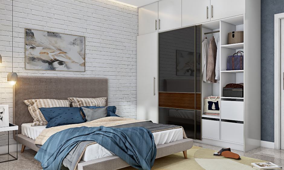 Wardrobe design with a combination of sliding and swing door