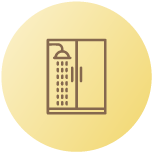 Shower partition services including a bathroom shower with a glass partition